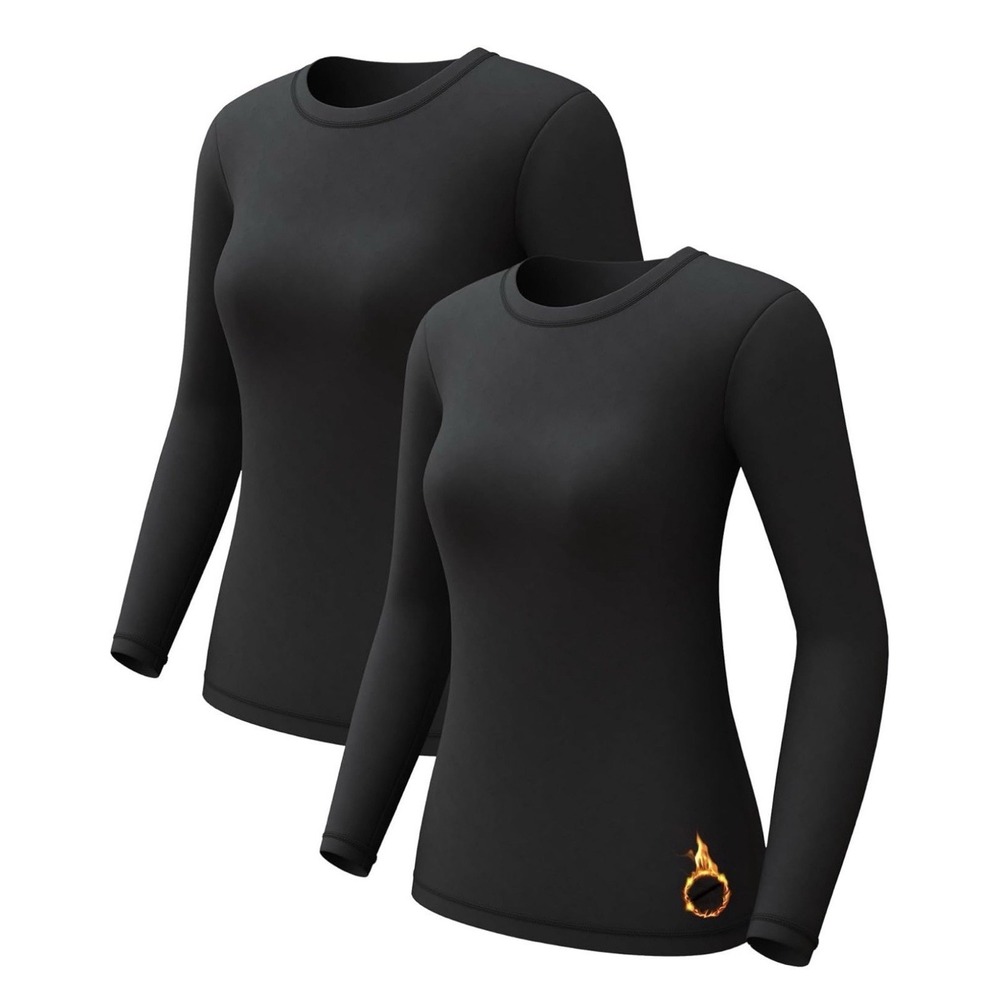 CL Convallaria 2-Pack Black Thermal Fleece Lined Top Shirt Sz XS NWT Underwear F - Picture 3 of 13